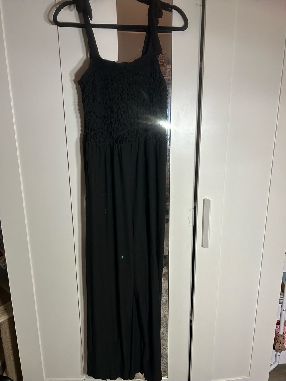 SO Black Maxi Dress with Smocked Bodice and Tie Straps